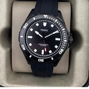 Fossil Dalton BQM2886 Men’s 42mm Black Silicone Strap Quartz Watch NIBWT